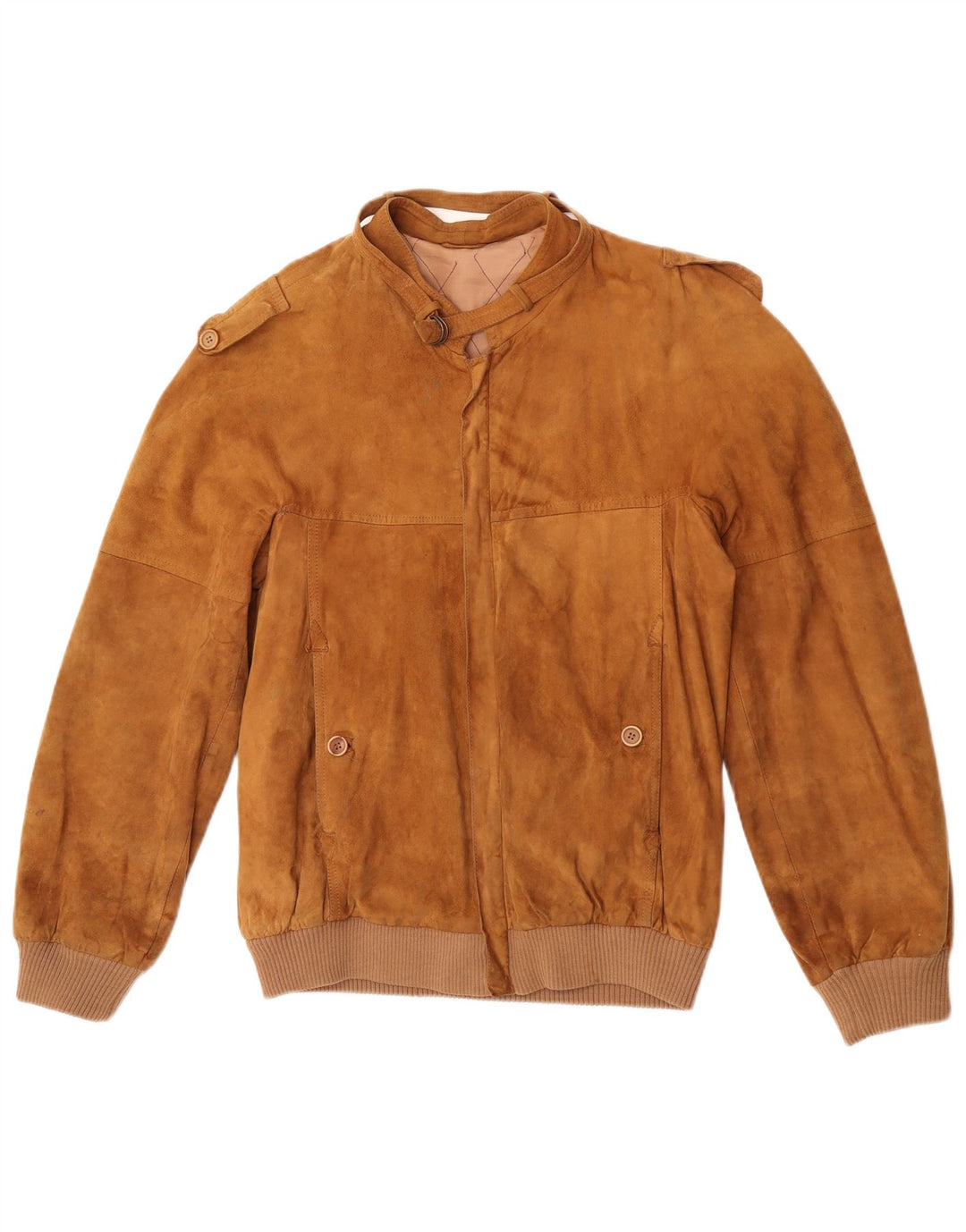 Vintage Ανδρικό Suede Bomber Jacket IT 50 Large Beige Leather