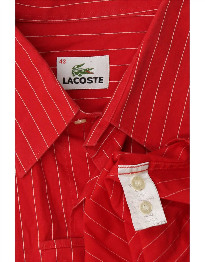 Ανδρικό πουκάμισο Lacoste Νούμερο 43 Μεγάλο κόκκινο ριγέ βαμβακερό