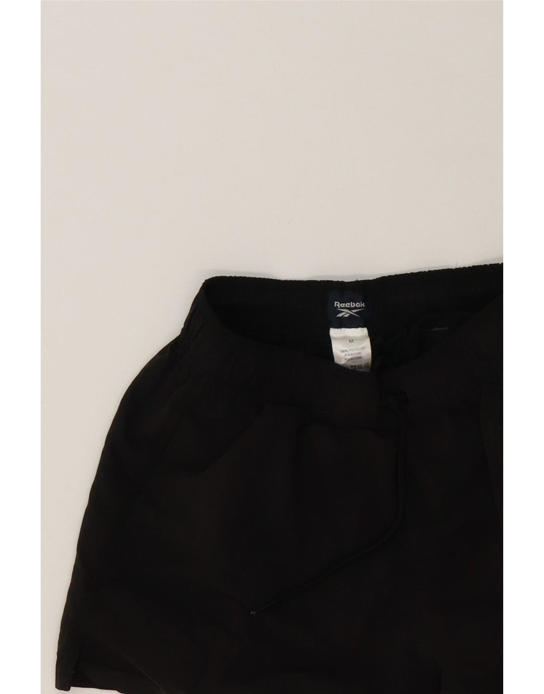 REEBOK Womens Graphic Sport Shorts UK 12 Medium  Black Polyester Vintage Reebok and Second-Hand Reebok from Messina Hembry 
