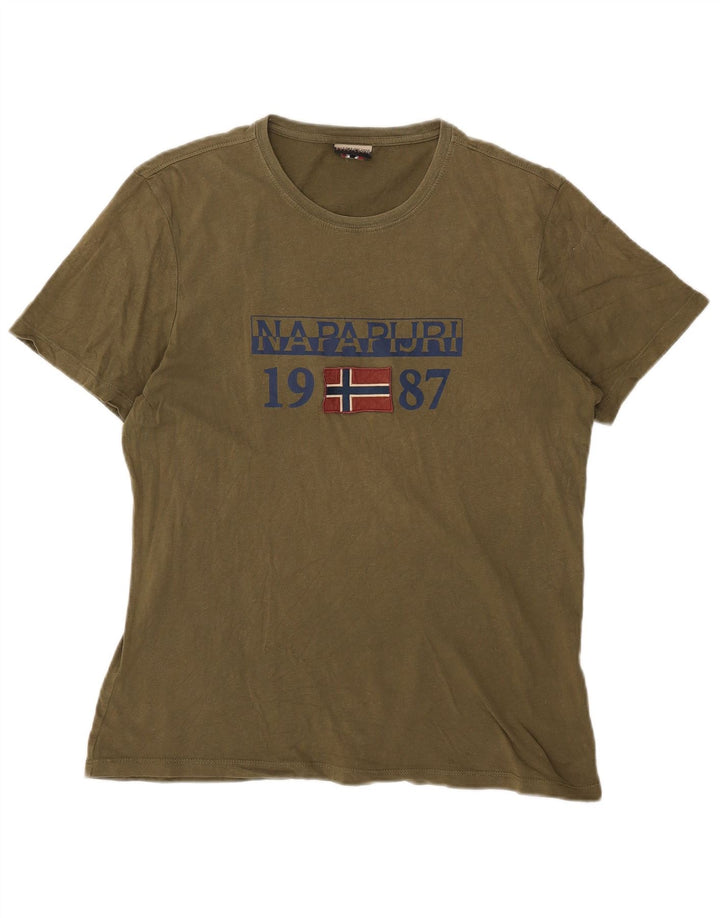Ανδρικό γραφικό T-Shirt Napapijri Top Large Khaki