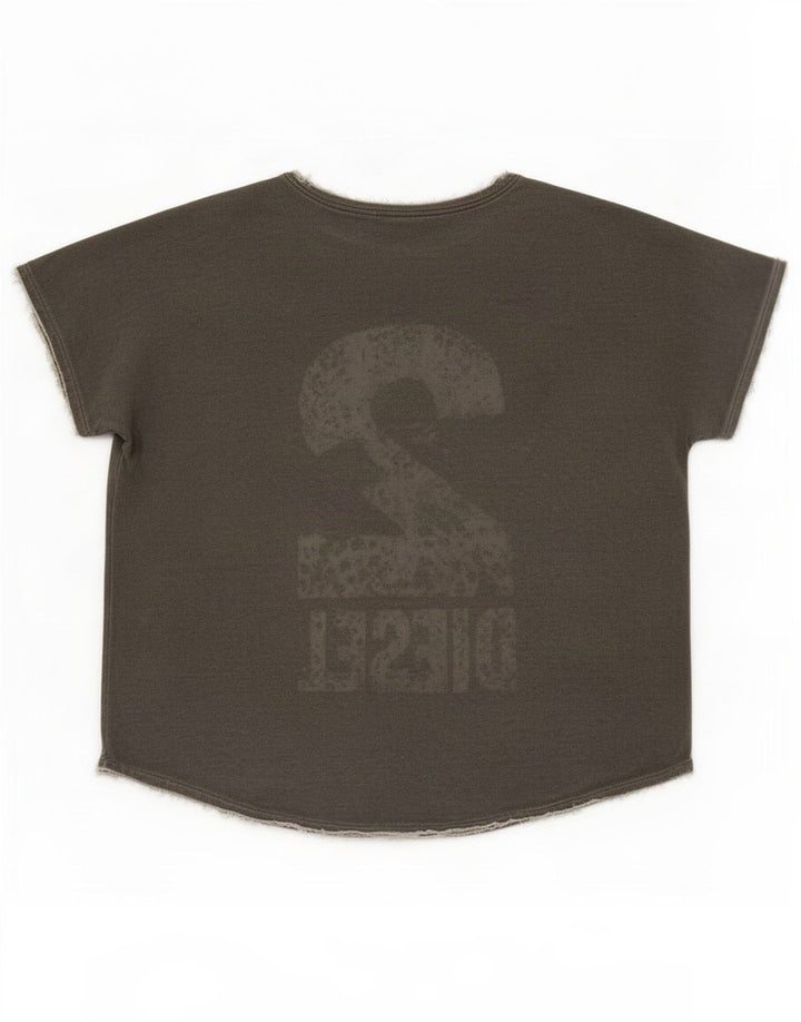 Diesel γυναικείο υπερμεγέθη γραφικό T-shirt Top 10 Small Grey Rayon