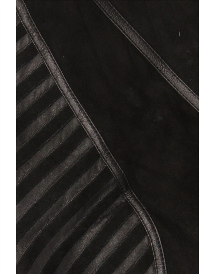 Vintage Γυναικείο Shearling Jacket UK 18 XL Μαύρο ριγέ δέρμα