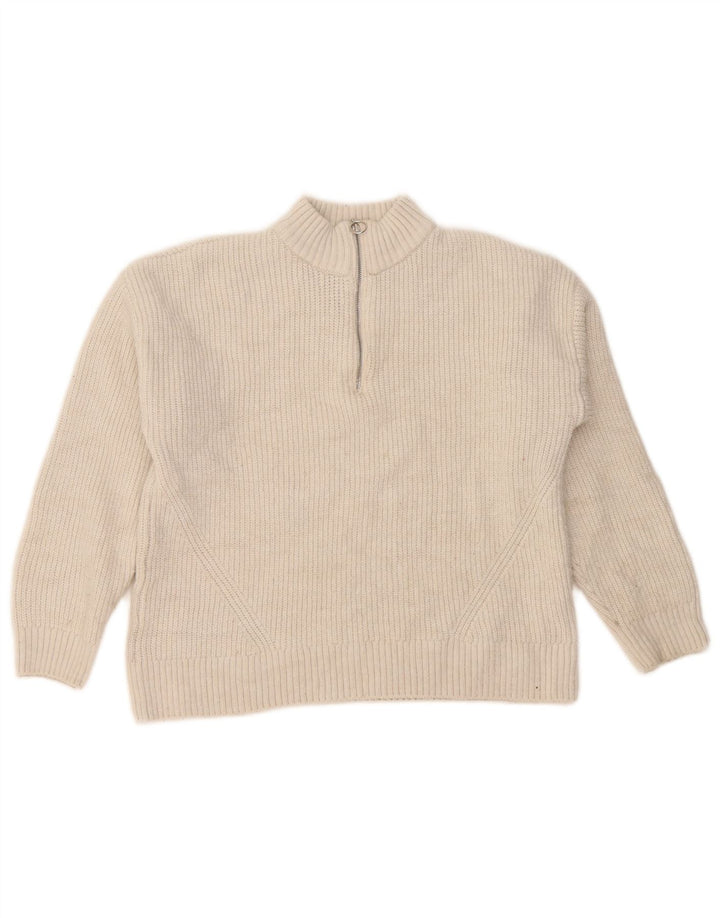 Marks & Spencer Γυναικείο πουλόβερ με φερμουάρ UK 14 Large Off White