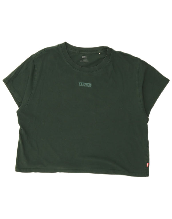 Γυναικείο T-Shirt Levi's Crop Top UK 14 Medium Green