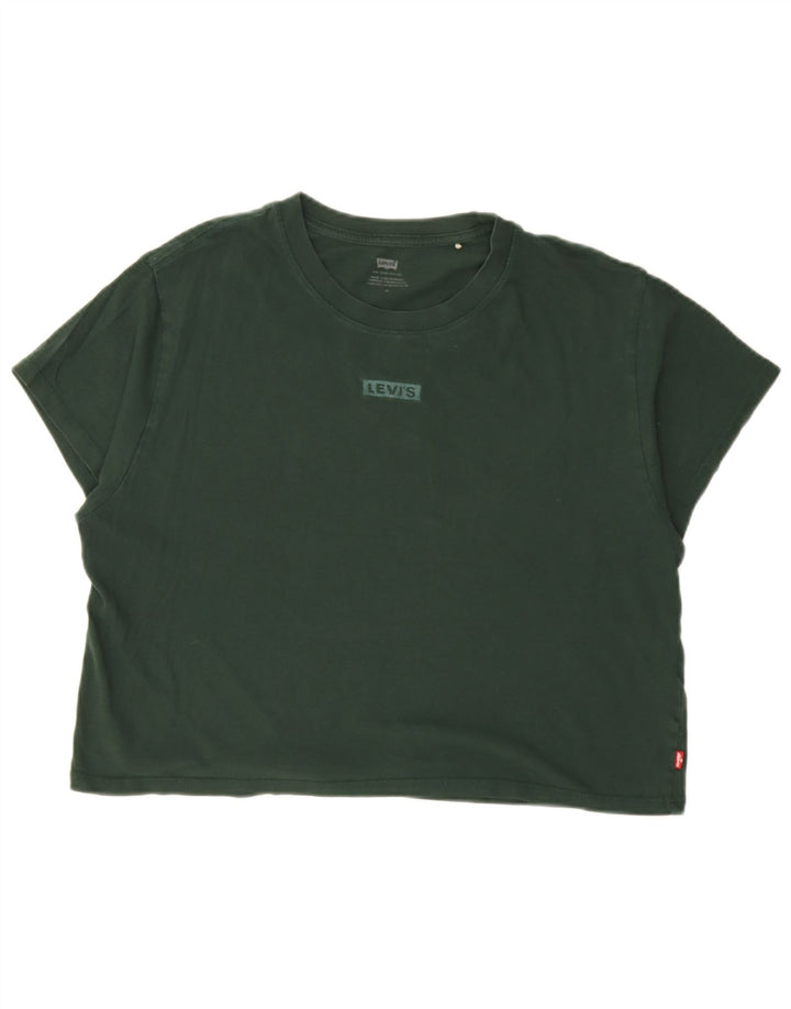 Γυναικείο T-Shirt Levi's Crop Top UK 14 Medium Green
