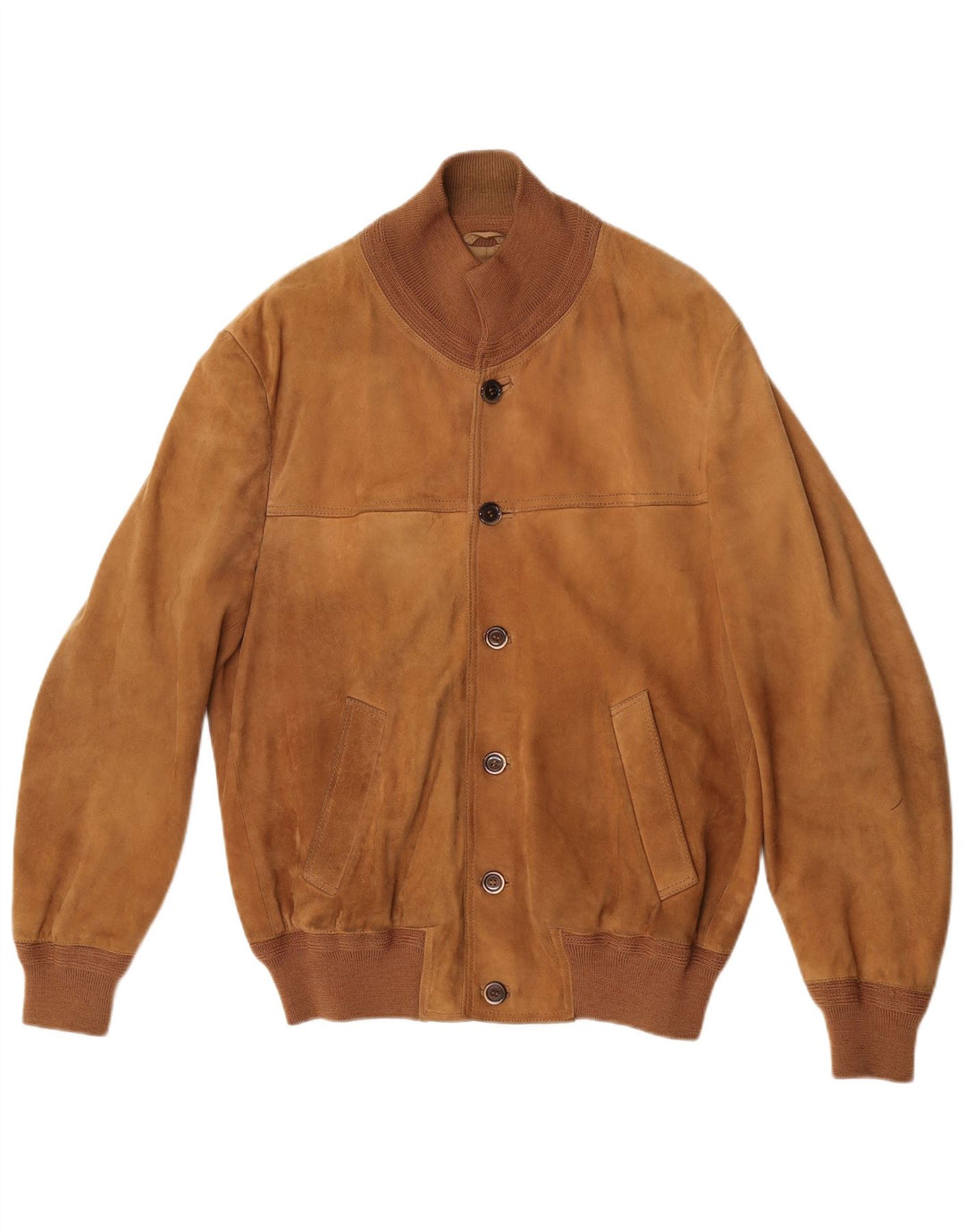 Vintage Ανδρικό Suede Bomber Jacket UK 38 Medium Brown Δερμάτινο