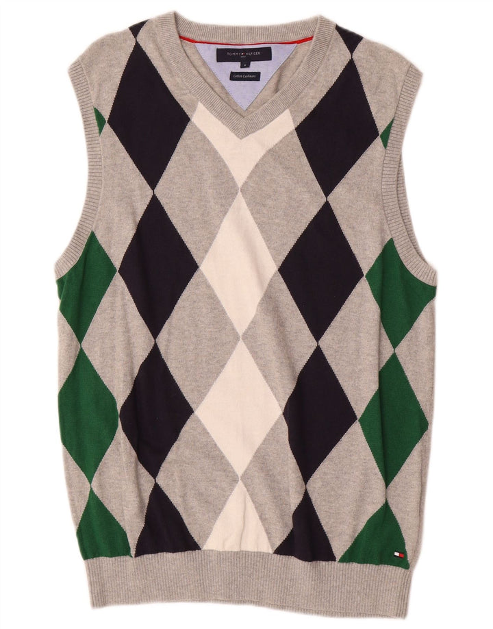 TOMMY HILFIGER ανδρικό γιλέκο Tank Top Μεσαίο γκρι Argyle/Διαμαντέ Βαμβάκι