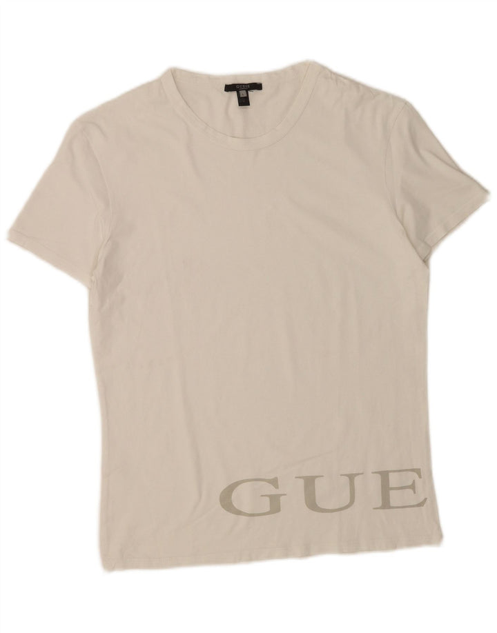 Ανδρικό γραφικό μπλουζάκι Guess Top μεγάλο λευκό βαμβακερό