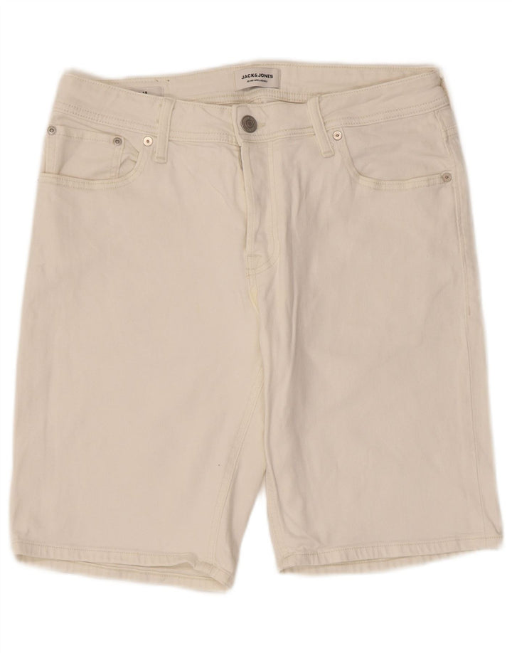 JACK & JONES Ανδρικό τζιν σορτς με κανονική εφαρμογή μεσαίο W32 λευκό βαμβακερό