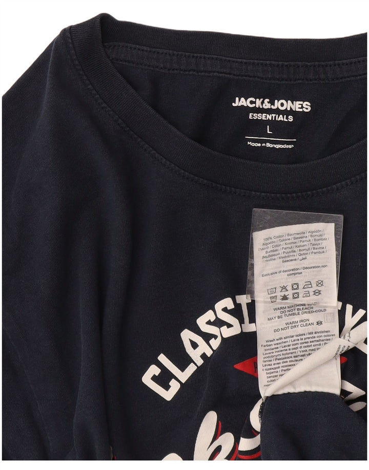 Jack & Jones Ανδρικό T-Shirt με γραφικό μπλουζάκι, μεγάλο μπλε βαμβακερό
