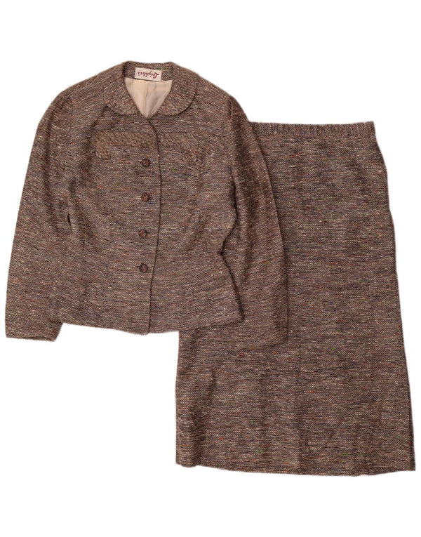 Vintage γυναικείο σετ φούστας 2 τεμαχίων με 4 κουμπιά UK 10 Small W26 Grey Flecked