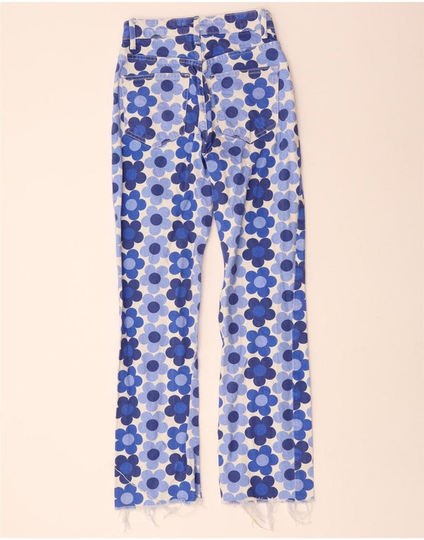 ZARA Γυναικείο Straight Jeans EU 32 2XS W22 L28 Blue Floral