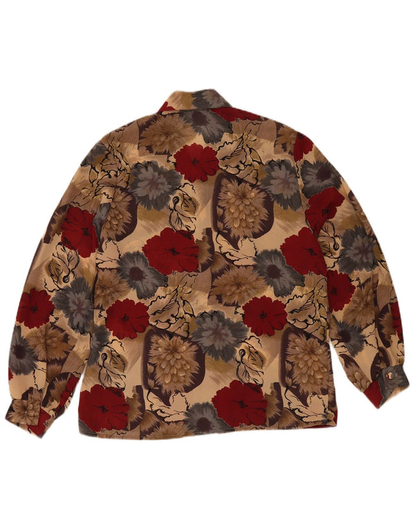 Vintage γυναικείο πουκάμισο μπλούζα UK 12 Medium Πολύχρωμο Floral Πολυεστέρας