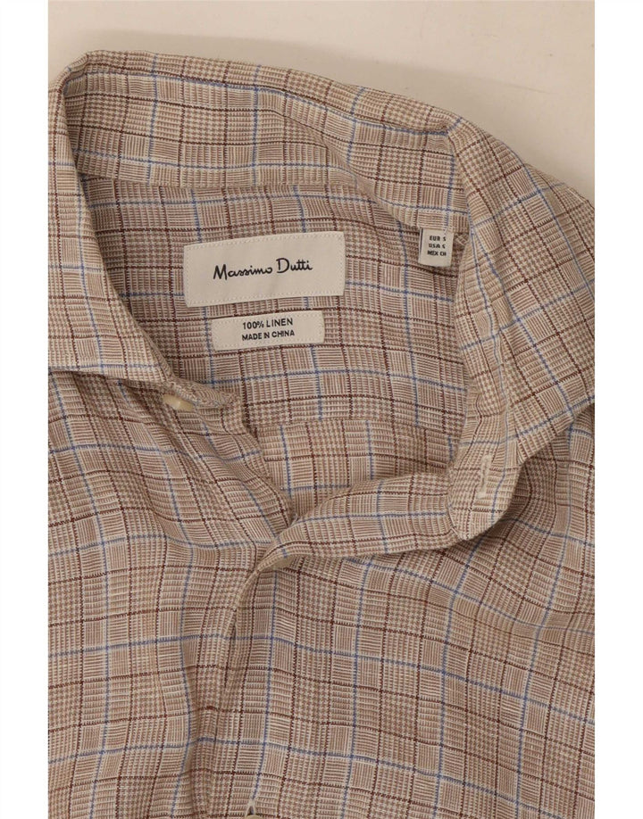 Ανδρικό πουκάμισο Massimo Dutti Μικρό γκρι λινό