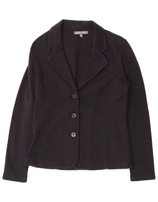 Laura Ashley Γυναικείο πλεκτό σακάκι με 3 κουμπιά UK 8 Small Navy Blue από βαμβάκι