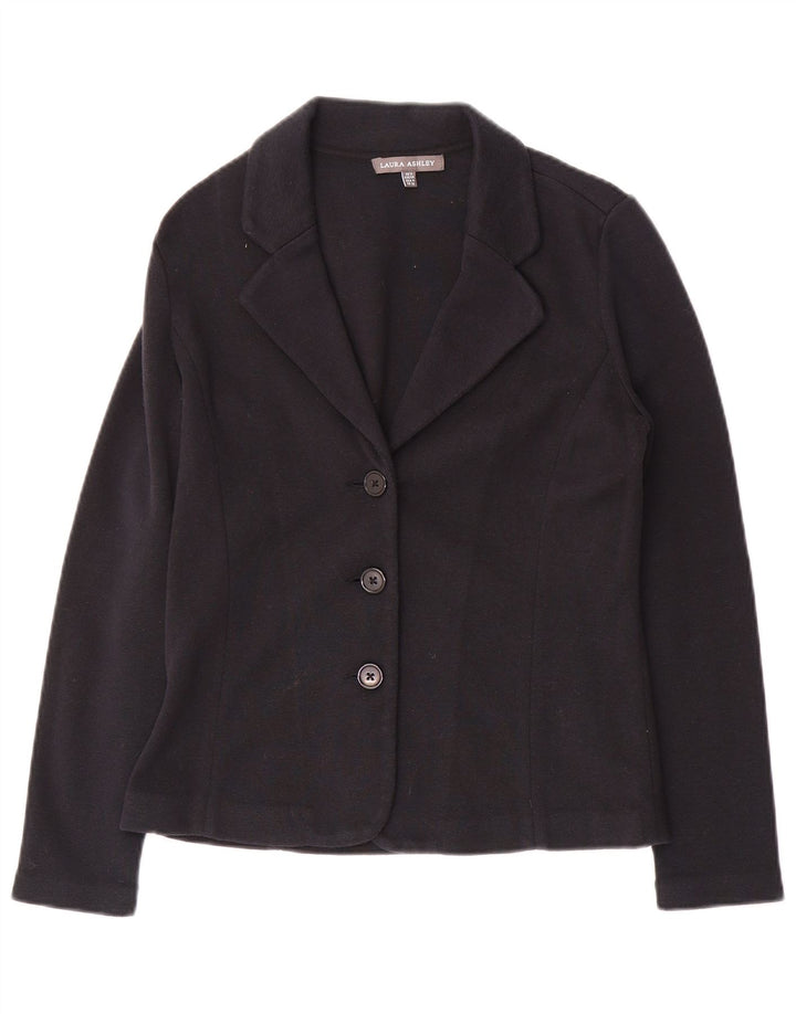 Laura Ashley Γυναικείο πλεκτό σακάκι με 3 κουμπιά UK 8 Small Navy Blue από βαμβάκι