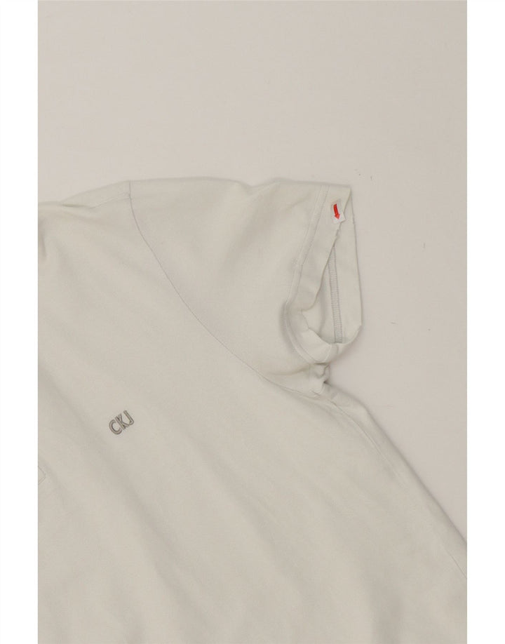 CALVIN KLEIN JEANS Mens Polo Shirt Large White Cotton Vintage Calvin Klein Jeans and Second-Hand Calvin Klein Jeans from Messina Hembry 