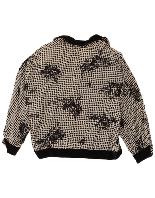 Vintage γυναικεία υπερμεγέθη μπλούζα UK 18 XL Black Houndstooth