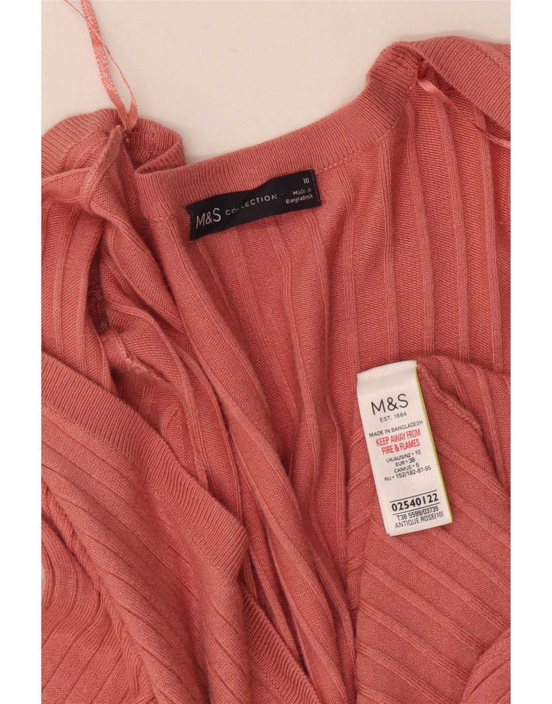Marks & Spencer Γυναικείο Longline ανοιχτό πουλόβερ ζακέτα UK 10 Small Pink