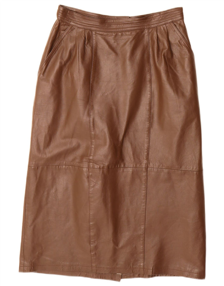 VINTAGE Γυναικεία Pencil Φούστα IT 40 Small W28 Καφέ Δερμάτινο