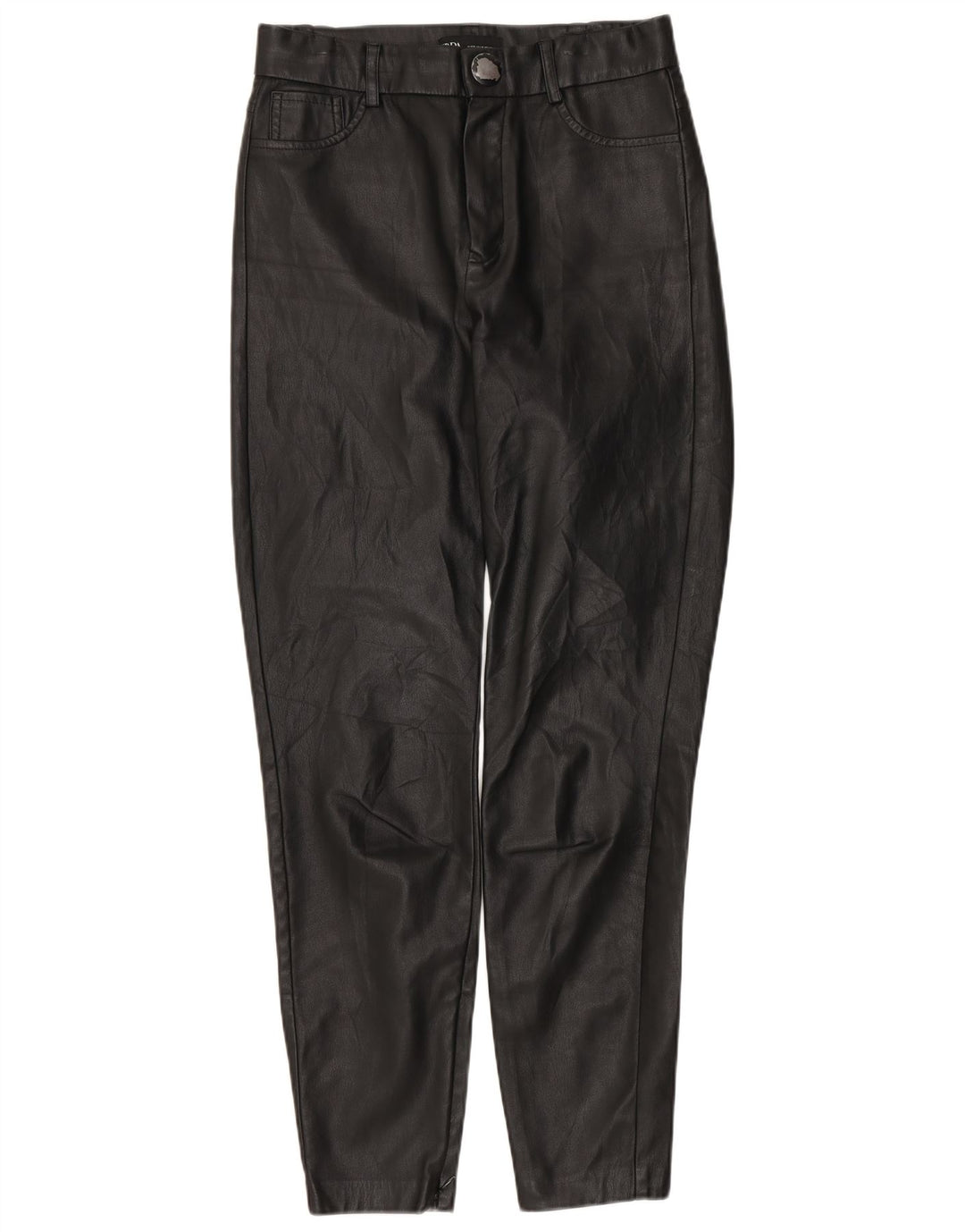 Zara Γυναικείο Slim Faux Leather Παντελόνι Small W26 L27 Black