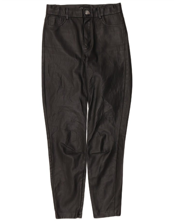 Zara Γυναικείο Slim Faux Leather Παντελόνι Small W26 L27 Black