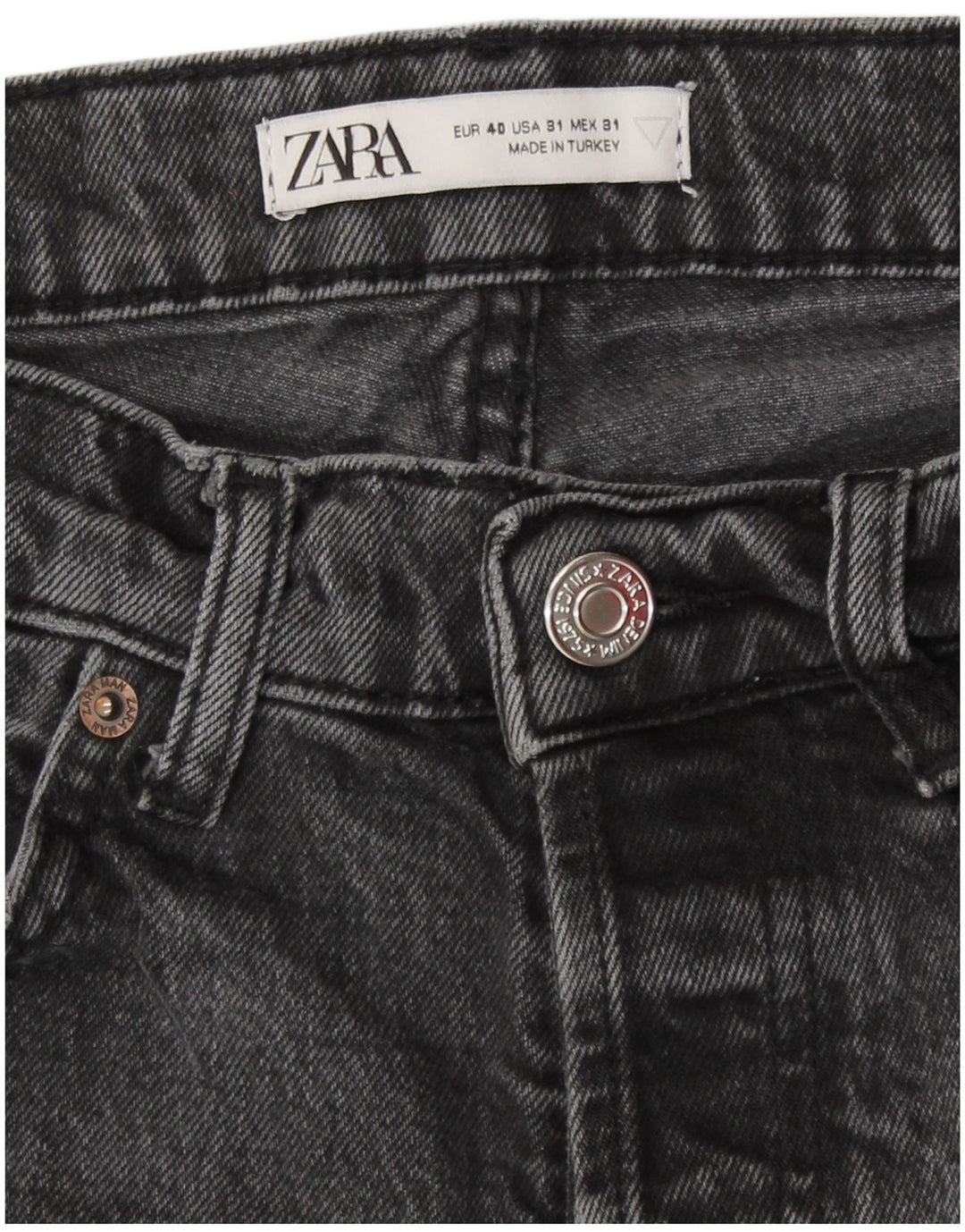 Zara Γυναικείο Straight Jeans EU 40 Medium W30 L27 Γκρι βαμβακερό