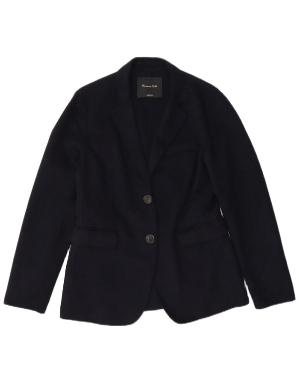 Massimo Dutti Womens 2 Button Blazer Jacket EU 38 Small Navy Blue Wool