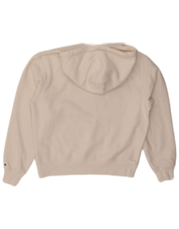 Tommy Hilfiger Γυναικείο Γραφικό Hoodie Jumper UK 12 Μεσαίο λευκό βαμβακερό