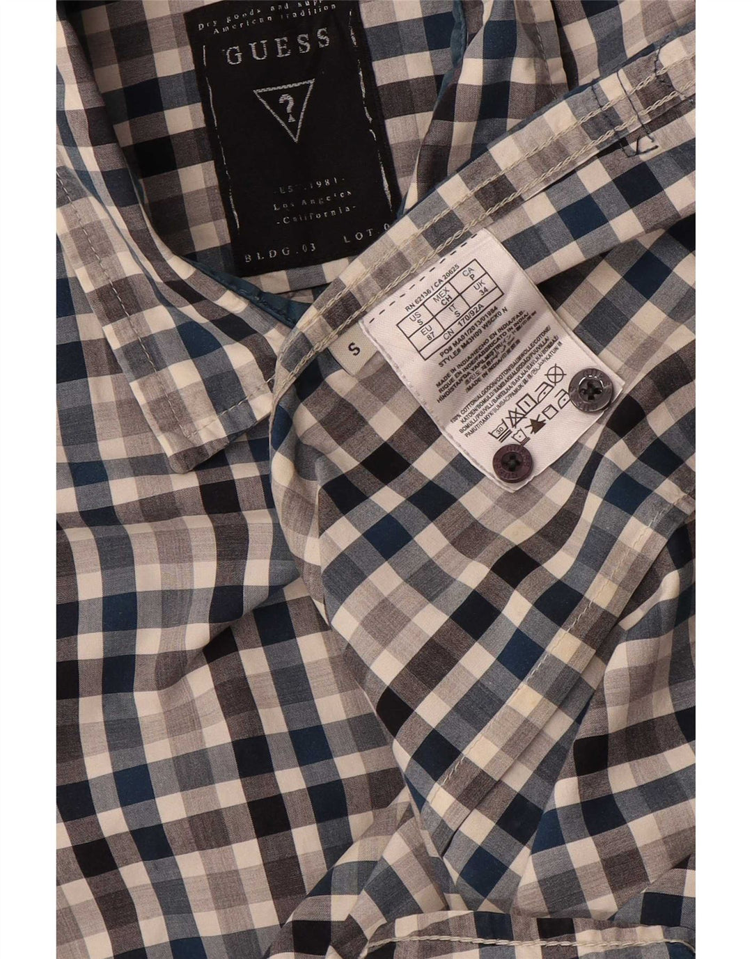 Ανδρικό πουκάμισο Guess Slim Fit Μικρό πολύχρωμο βαμβακερό Gingham