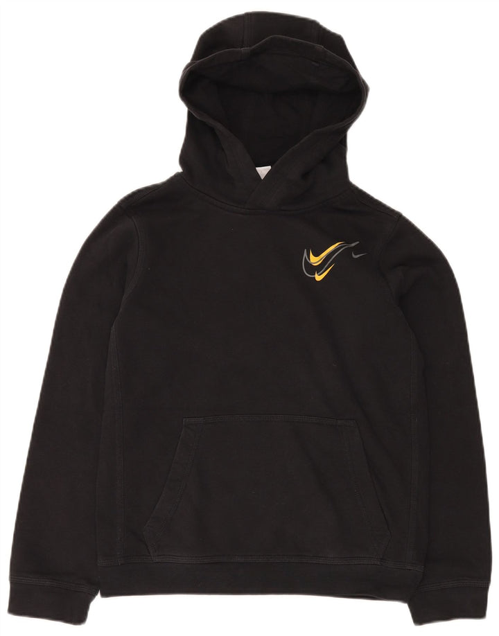 NIKE Boys Hoodie Jumper 12-13 ετών Μεγάλο μαύρο βαμβακερό