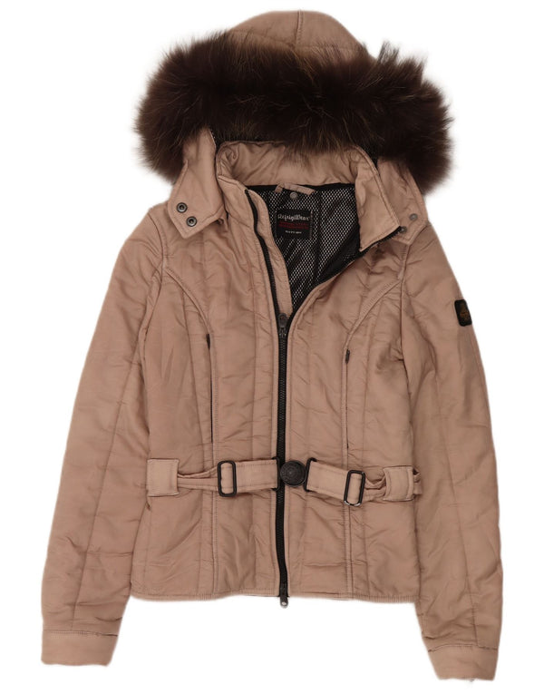 Refrigiwear Γυναικείο μπουφάν με κουκούλα UK 10 Small Beige Polyamide