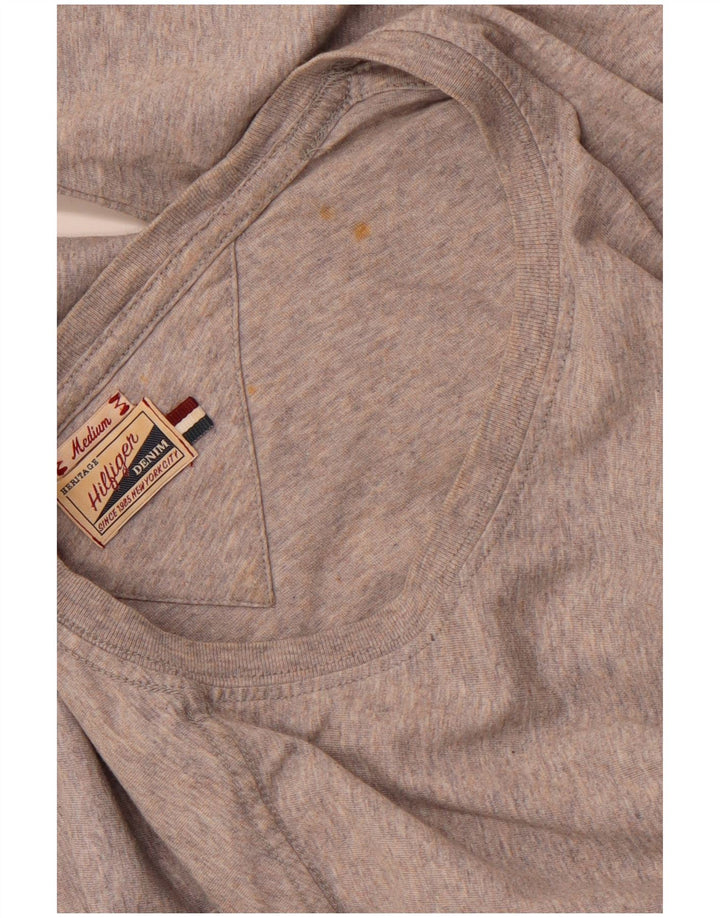 TOMMY HILFIGER Ανδρικό γραφικό μπλουζάκι Heritage Μακρυμάνικο μεσαίο γκρι βαμβακερό