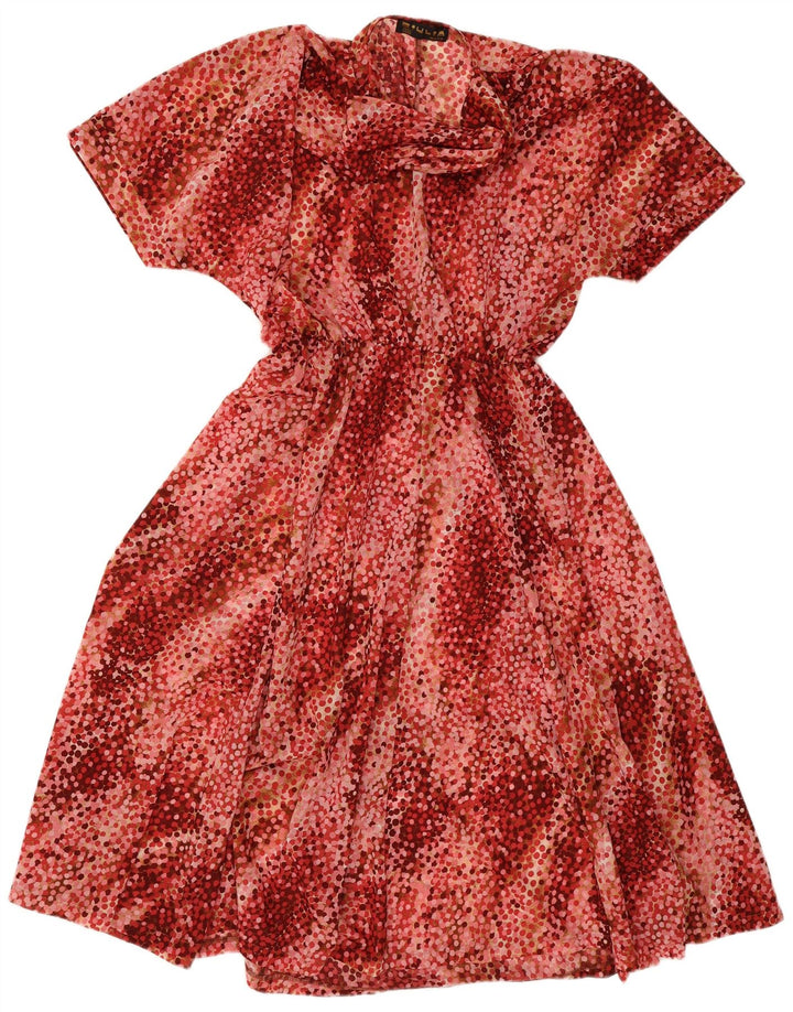 Vintage Γυναικείο Φόρεμα A-Line IT 50 XL μπορντό με στίγματα