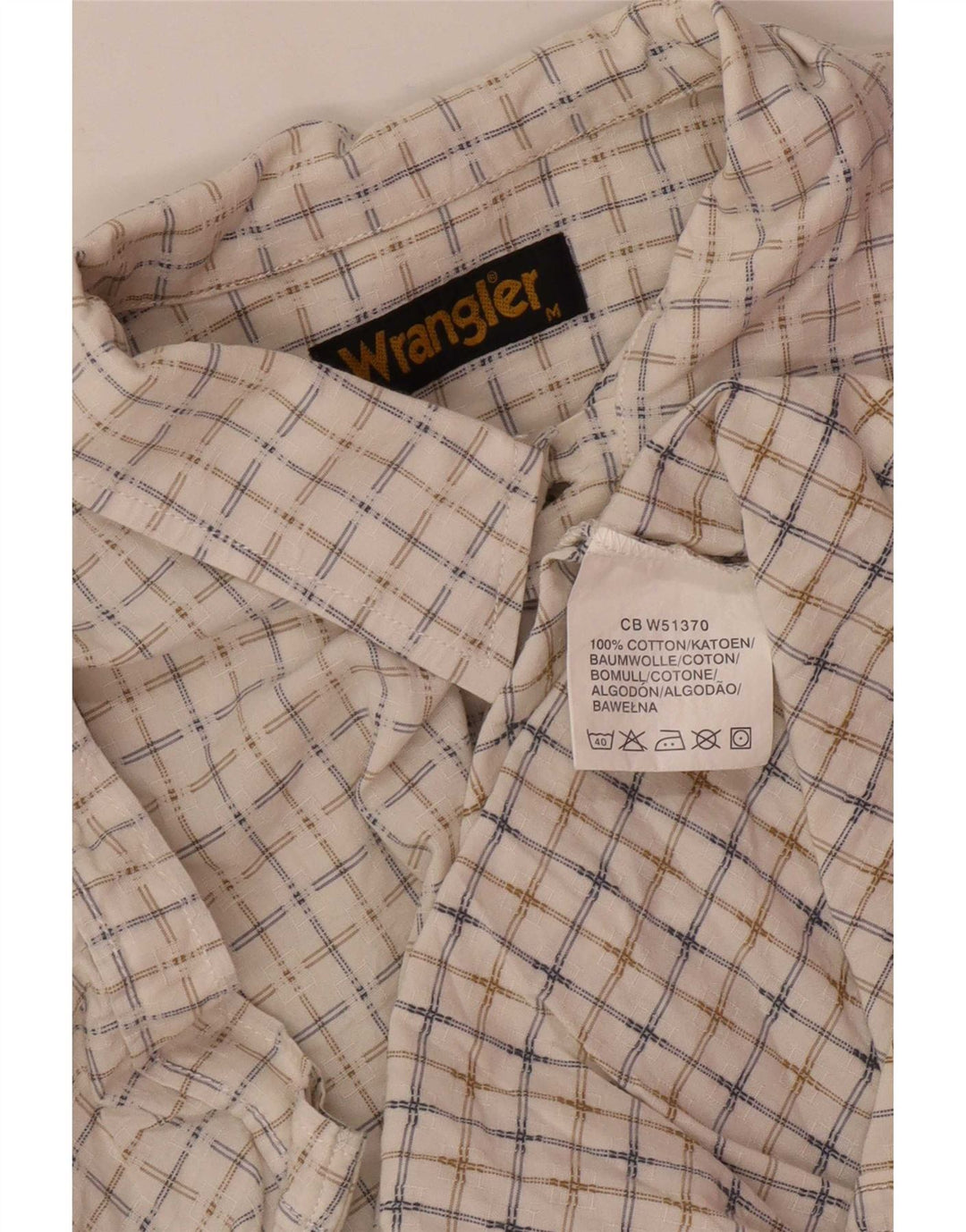Ανδρικό κοντομάνικο πουκάμισο Wrangler με κανονική εφαρμογή, μεσαίο λευκό καρό βαμβακερό