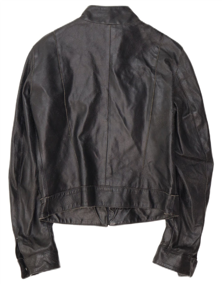 VINTAGE Γυναικείο Δερμάτινο Σακάκι Racer IT 42 Μεσαίο Μαύρο Δερμάτινο