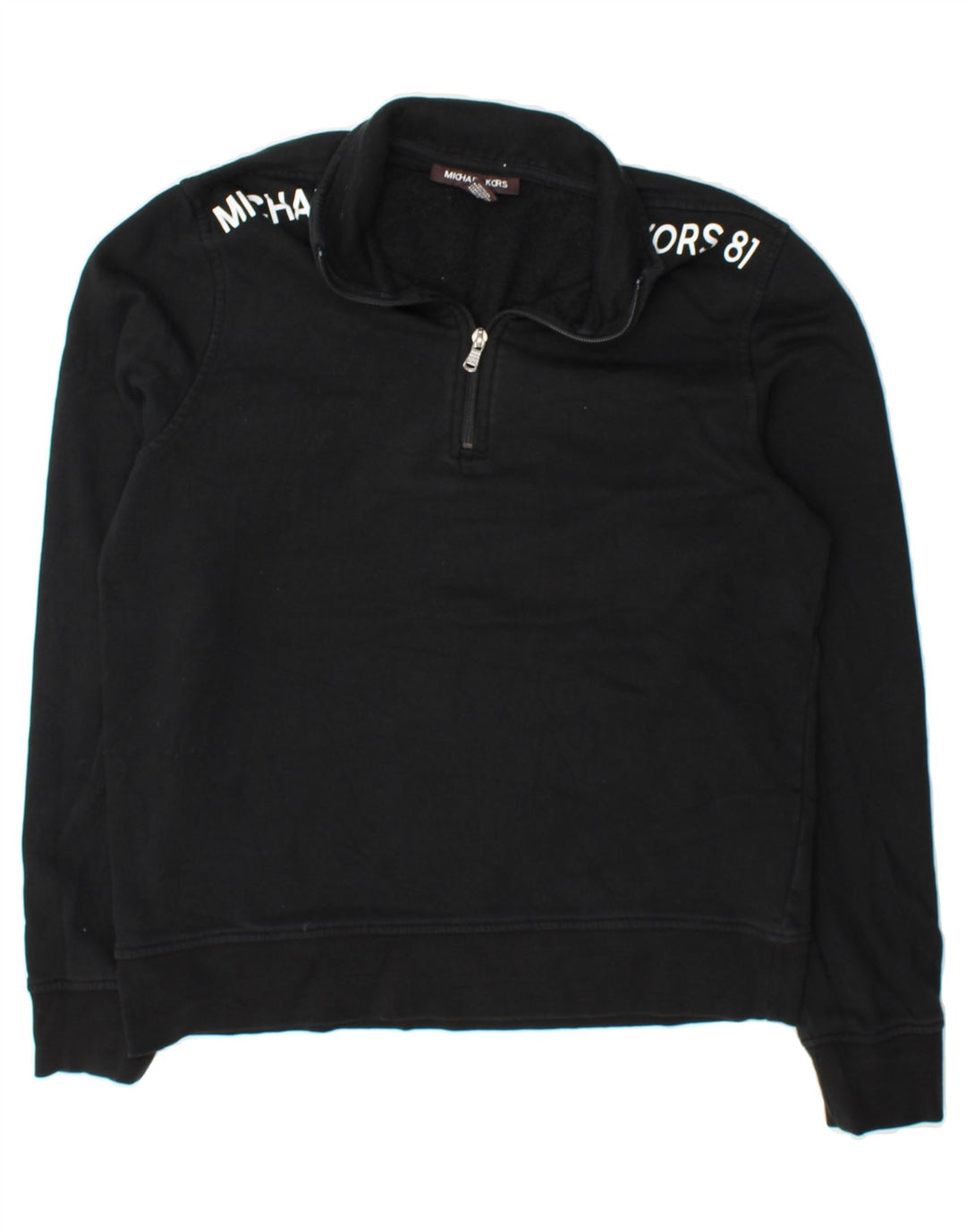 MICHAEL KORS Mens Graphic Zip Neck Sweatshirt Jumper Medium Black Cotton Vintage Michael Kors and Second-Hand Michael Kors from Messina Hembry 