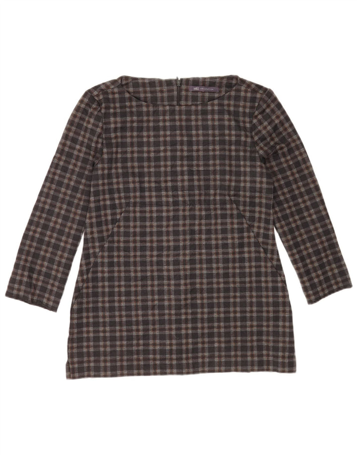 Marks & Spencer Γυναικεία μπλούζα 3/4 μανίκια τοπ UK 8 Small Grey Check