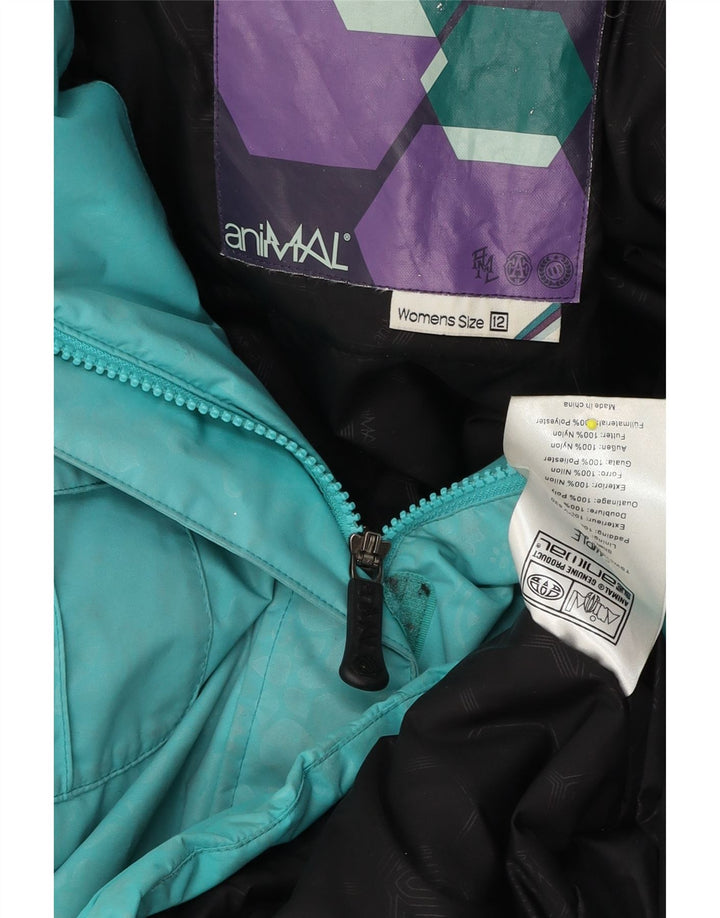 Γυναικείο Animal Hooded Windbreaker Jacket UK 12 Medium Turquoise Nylon