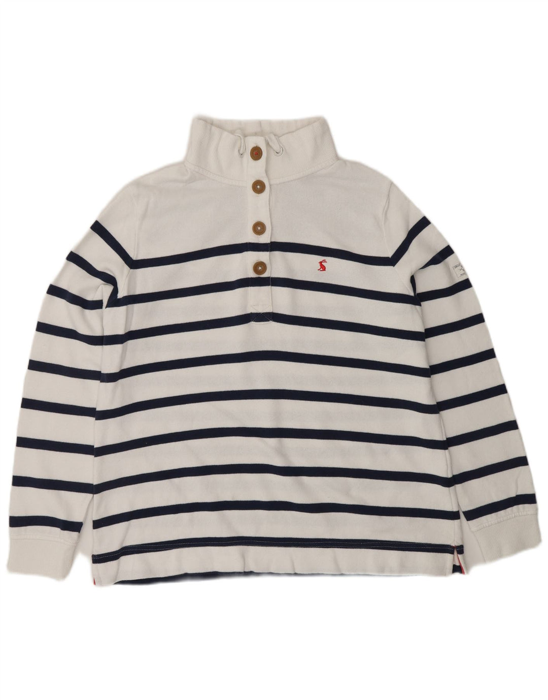 JOULES Γυναικεία φούτερ με λαιμόκοψη με κουμπιά Jumper UK 16 μεγάλο λευκό ριγέ