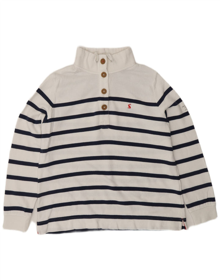 JOULES Γυναικεία φούτερ με λαιμόκοψη με κουμπιά Jumper UK 16 μεγάλο λευκό ριγέ