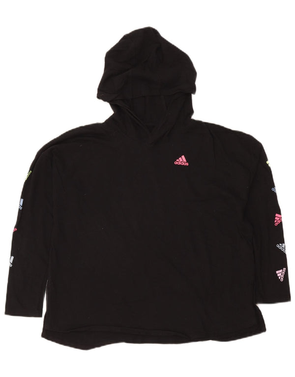 Γυναικεία Adidas Graphic Loose Fit Hoodie Jumper UK 18 XL Μαύρο βαμβακερό