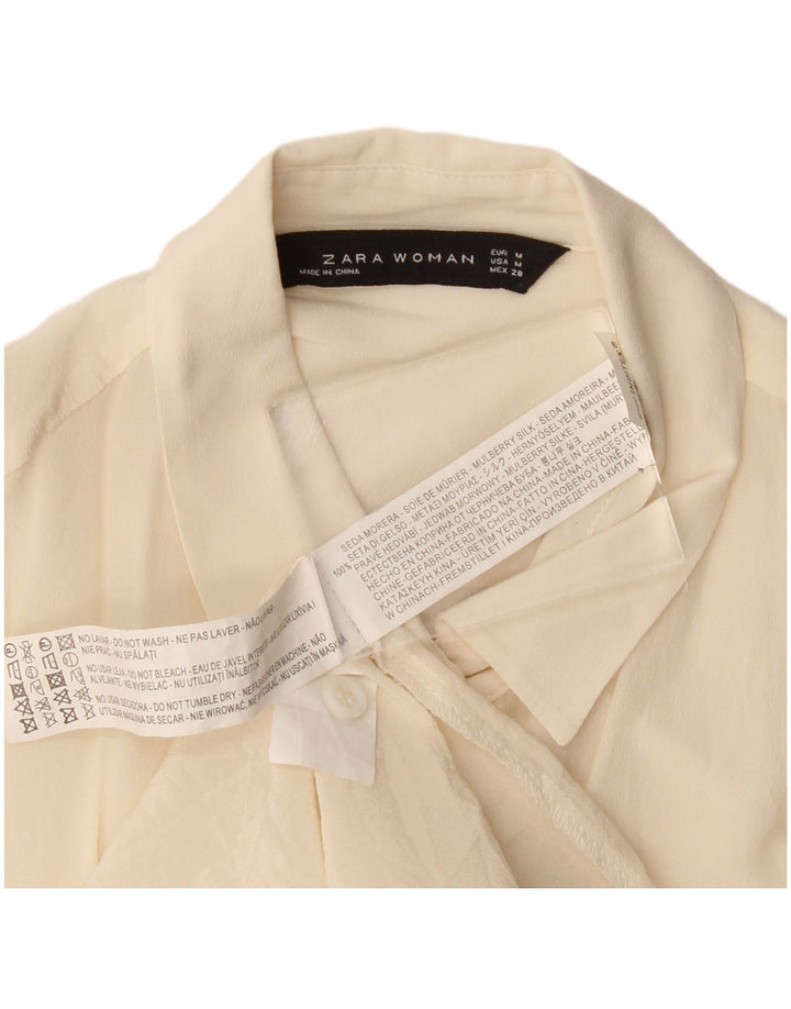 Zara Γυναικείο πουκάμισο UK 12 Medium Off White Silk