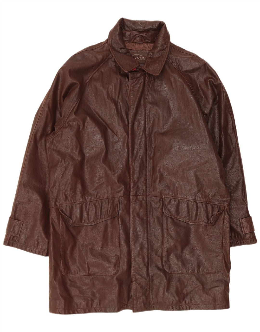 ARMA Mens Leather Coat IT 54 2XL Brown Leather