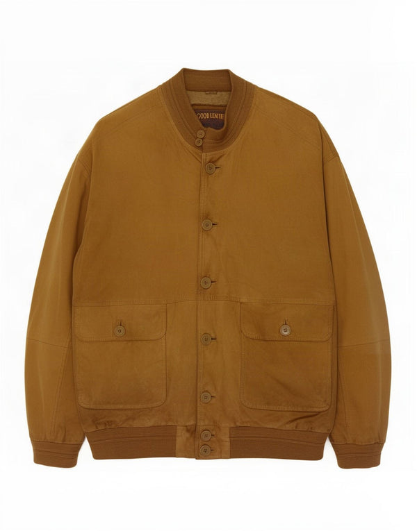 James Dillon Ανδρικό Suede Bomber Jacket UK 42 XL Καφέ Δερμάτινο