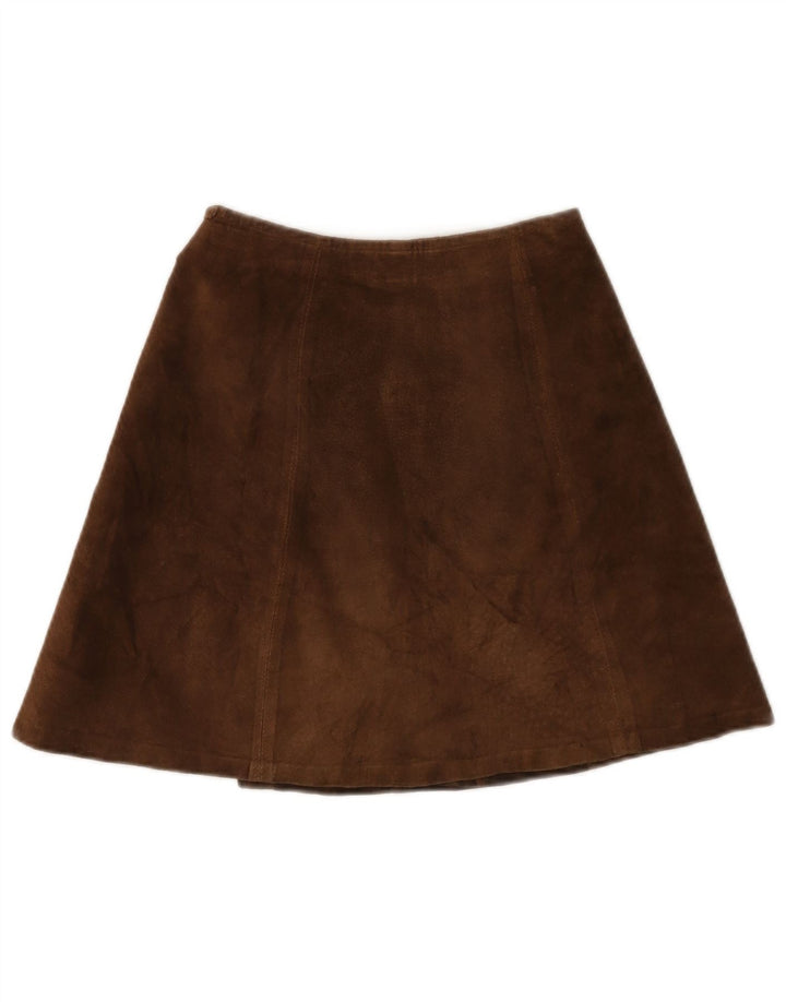 Vintage Γυναικεία Suede Mini Wrap Φούστα IT 42 Medium W26 Καφέ Δερμάτινο