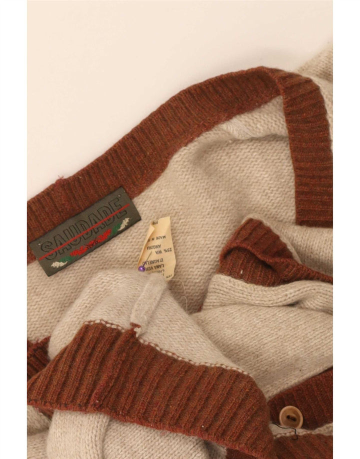 Vintage Ανδρικό Ζακέτα πουλόβερ Μικρό Μπεζ Argyle/Diamond Wool