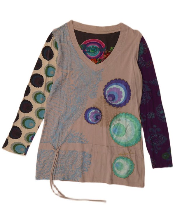 Desigual Γυναικείο Abstract Pattern Tunic Top UK 18 XL Μπεζ βαμβακερό