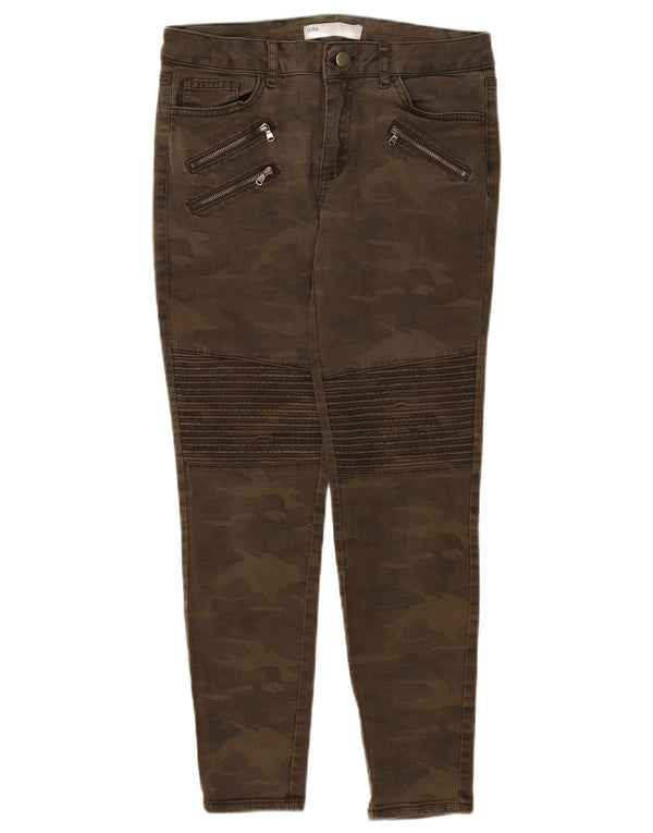 Zara Γυναικείο Slim Casual Παντελόνι EU 38 Small W28 L26 Khaki Camouflage