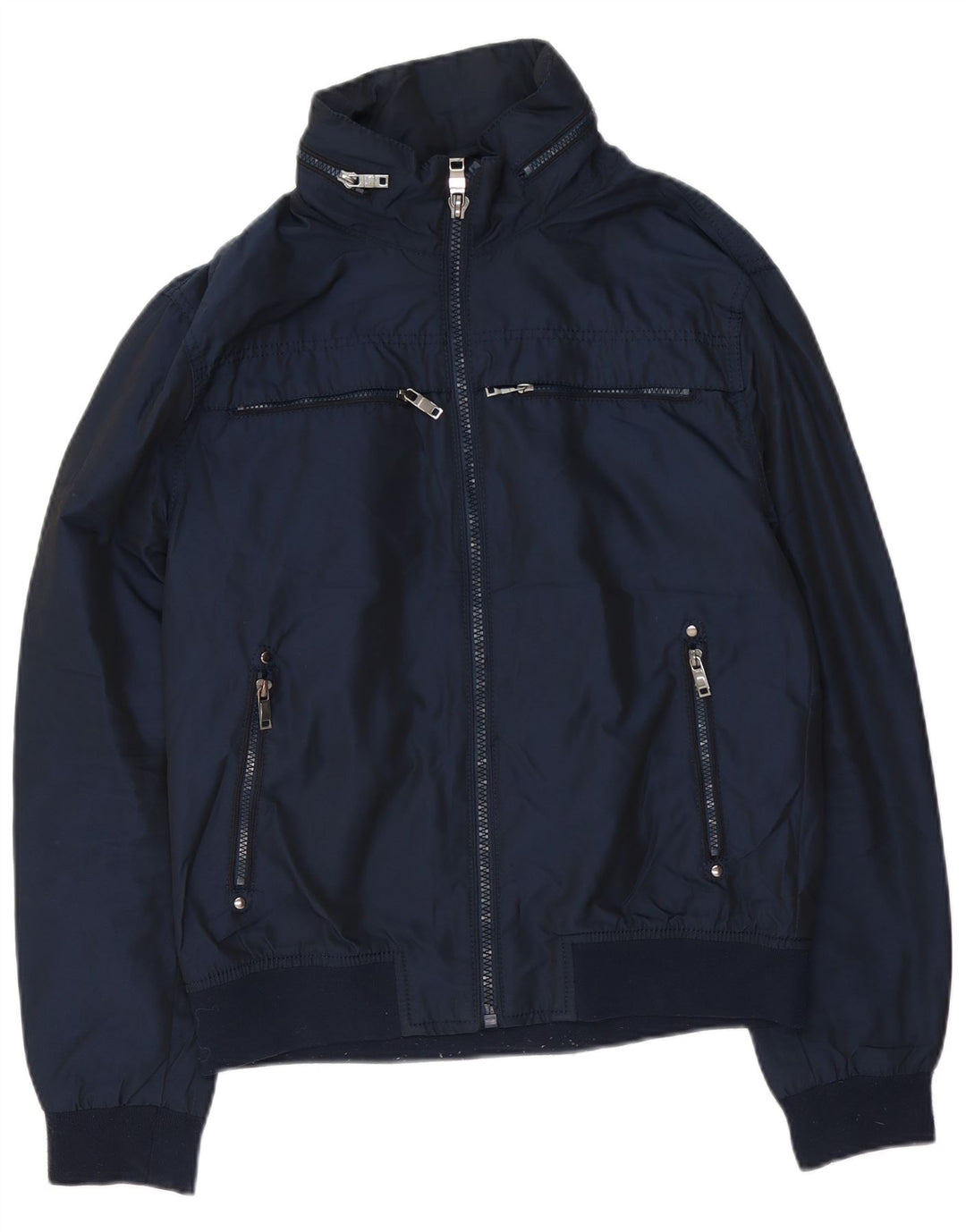 Zara Ανδρικό μπουφάν με κουκούλα Bomber UK 42 XL Navy Blue Polyester